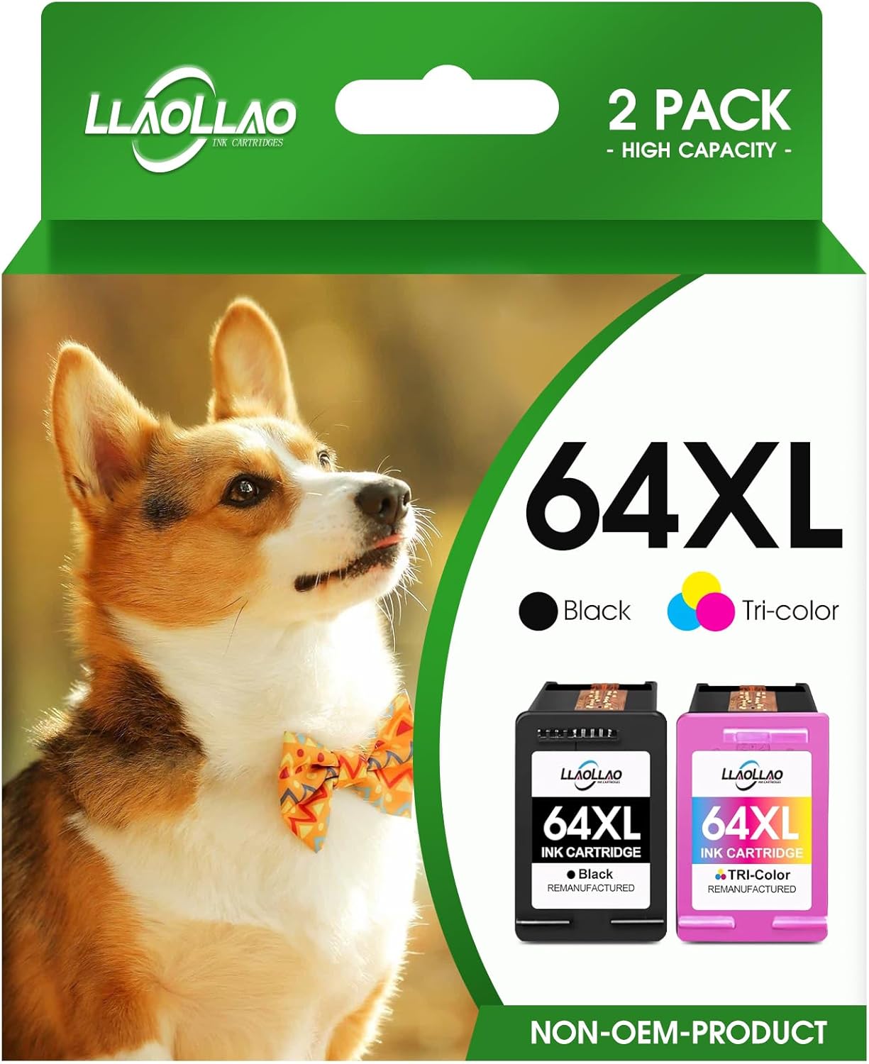 LLAOLLAO Remanufactured HP Ink 64 Replacement for HP 64XL Ink Cartridge Combo Pack Works with Envy Photo 7855 7858 7100 7155 Inspire 7255e 7200e 7900e 7958e Tango Printer (Black and Color)