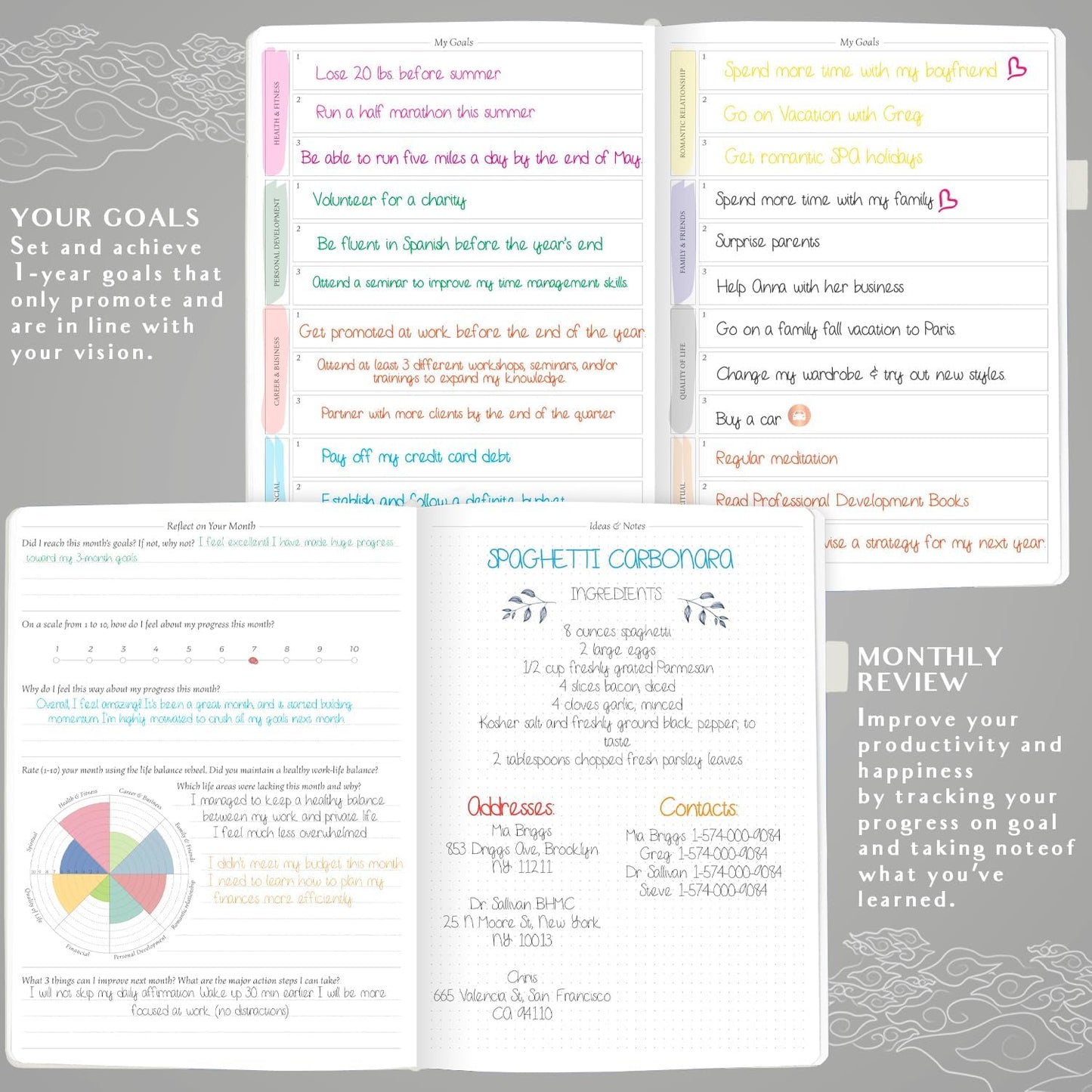 Legend Planner PRO Hourly Schedule - Weekly & Daily Organizer with Time Slots. Appointment Book Journal for Work & Personal, A4 (White Gold)