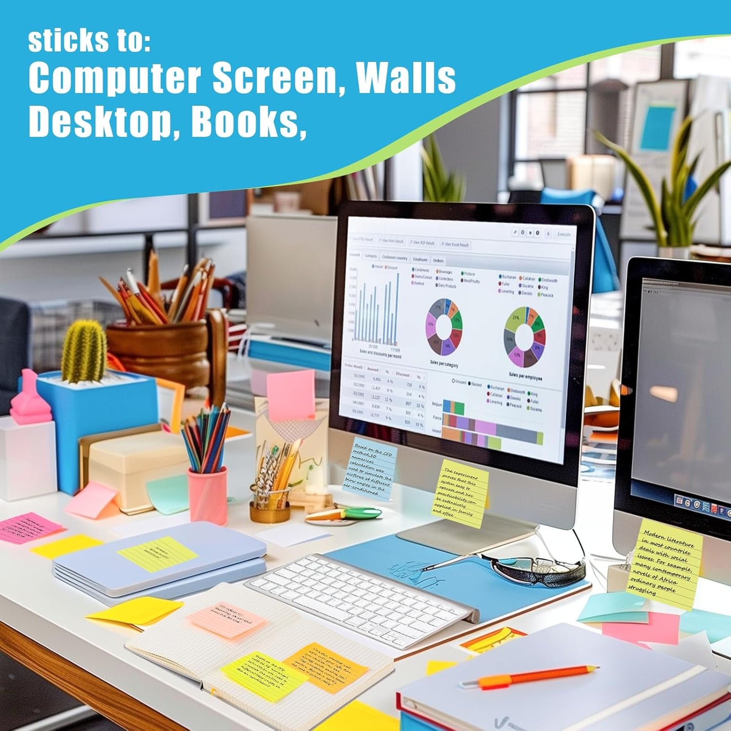 SACATR 30 Pads Lined Sticky Notes, Sticky Note Pads 3x3 inches, 10 Bright Color Sticky Notes with Lines Self-Stick Note Pads, Perfect for Office Home School(100 Sheet/Pad)