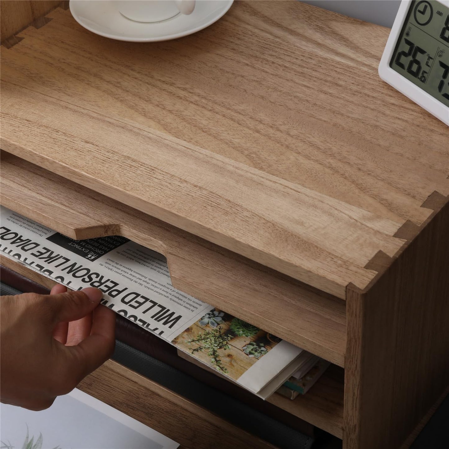 3-Tier Paper Storage Letter Tray File Sorter - Wood Desktop Document Organizer Holders with Mail Sorter, School & Home Magazine File Dividers, Book Rack Shelf Stand for HD-SJ3K (Light)