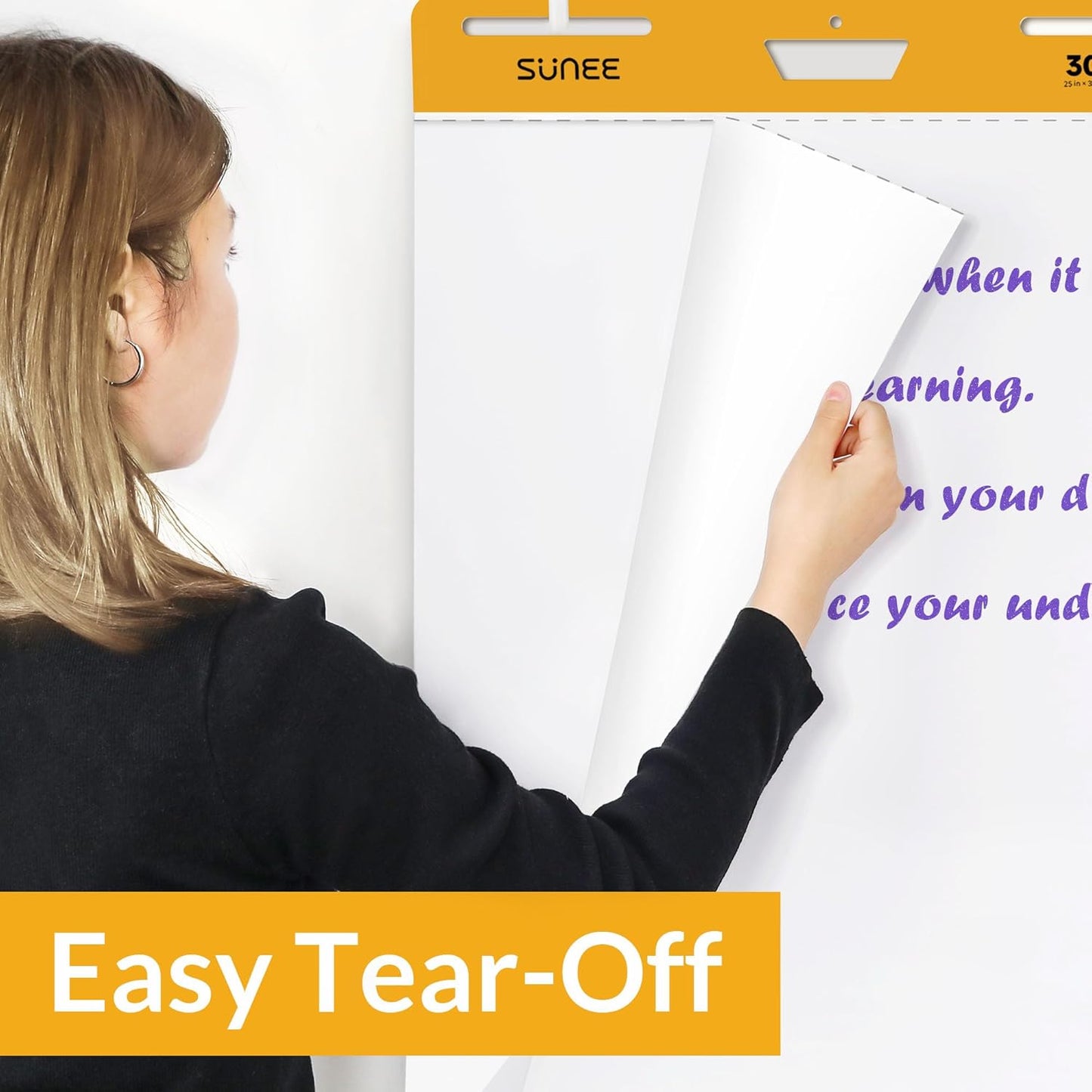 SUNEE Sticky Easel Pads, 25x30 Inches, 30 Sheets/Pad, 4 Pack – Self Stick Flip Chart Paper for Whiteboards, Premium Large White Chart Paper