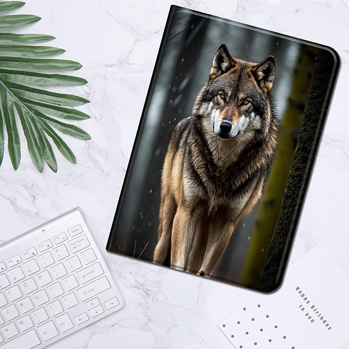 for All-New Kindle Fire 7 Tablet Case (12th Gen, 2022 Release),Slim Lightweight Smart Shell Stand Cover with Auto Wake/Sleep for Amazon Fire 7 Kids Tablet,Wolves Howling Wild
