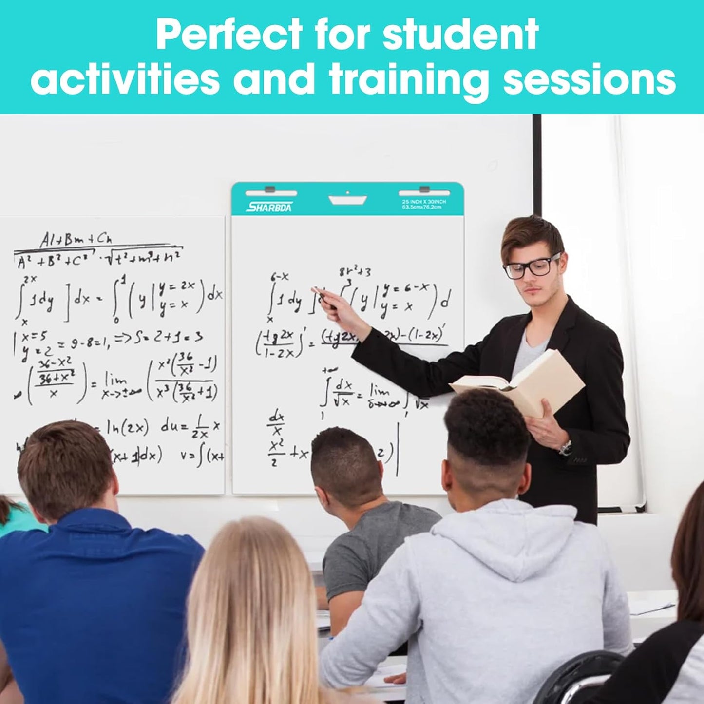 Sticky Easel Pad,20 in x 23 in,Flip Chart Paper,Sticky Chart Paper for Teachers,Self-Stick Easel Paper,Super Sticky & Bleed-Resistant, 30 Sheets/Pad, 6 Pads