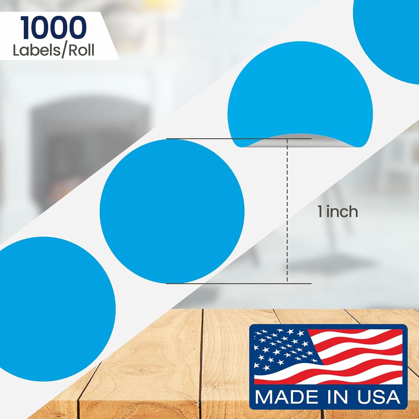 Perco Light Blue 1-Inch Round Circle Dot Sticker Labels with Removable Adhesive – 1,000 Labels/Roll – Versatile, Vibrant Colors, Reliable Hold, No Residue, Perforated for Convenient Use — Made in USA