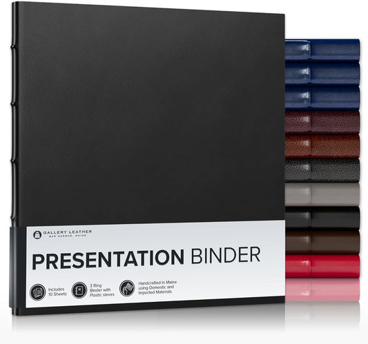 Gallery Leather Presentation Binder 3/4" With Hubbed Spine Freeport Black