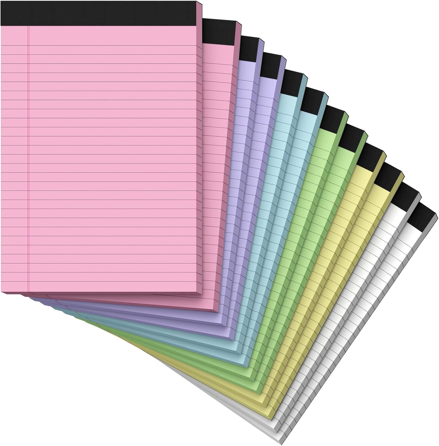 8.5 x 11 Legal Pads, Colored Legal Pads, Wide Ruled, 12 Pack Note Pads 8.5 x 11, Multicolor Perforated Note Pads with Sturdy White Back, Writing Pad,30 Sheets Per Notepad for School, Home, Office