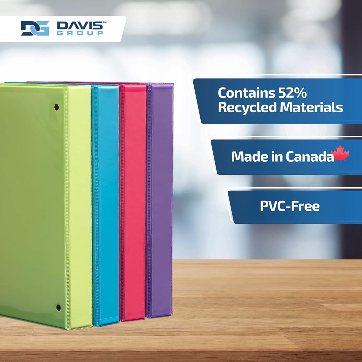 Easyview Premium 3-Ring Binders with Clear-View Covers and Round Rings, Binders for School or Office, 1 Inch, Pack of 4, Fashion Colors