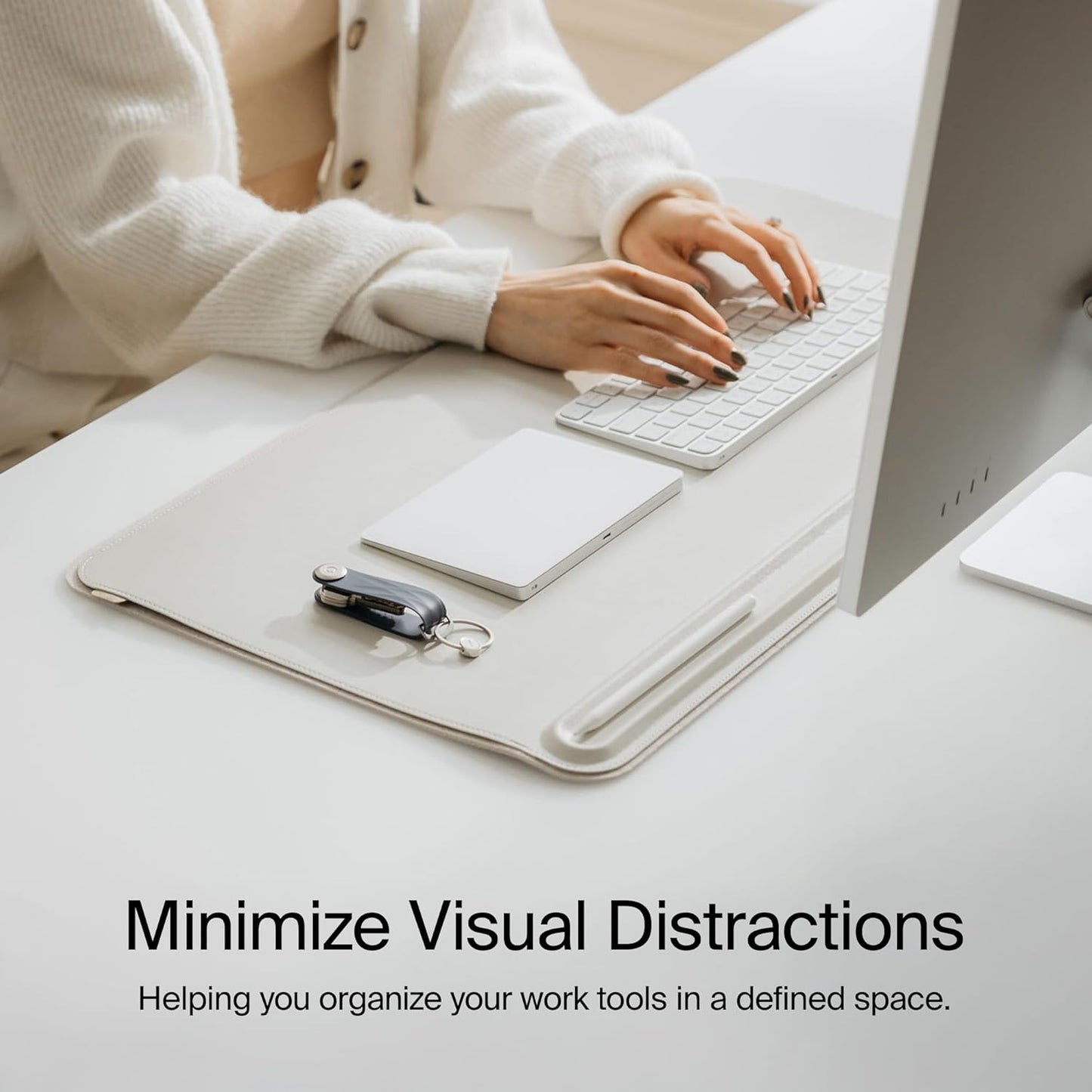 Orbitkey Premium Leather Desk Mat Slim | Multi-Purpose & Waterproof Table Protector Accessory for Work Home Gaming Office Keyboard Mat Organizer | 31.4" L x 12.2" W x 0.19" H, Anti-Slip, Black Finish