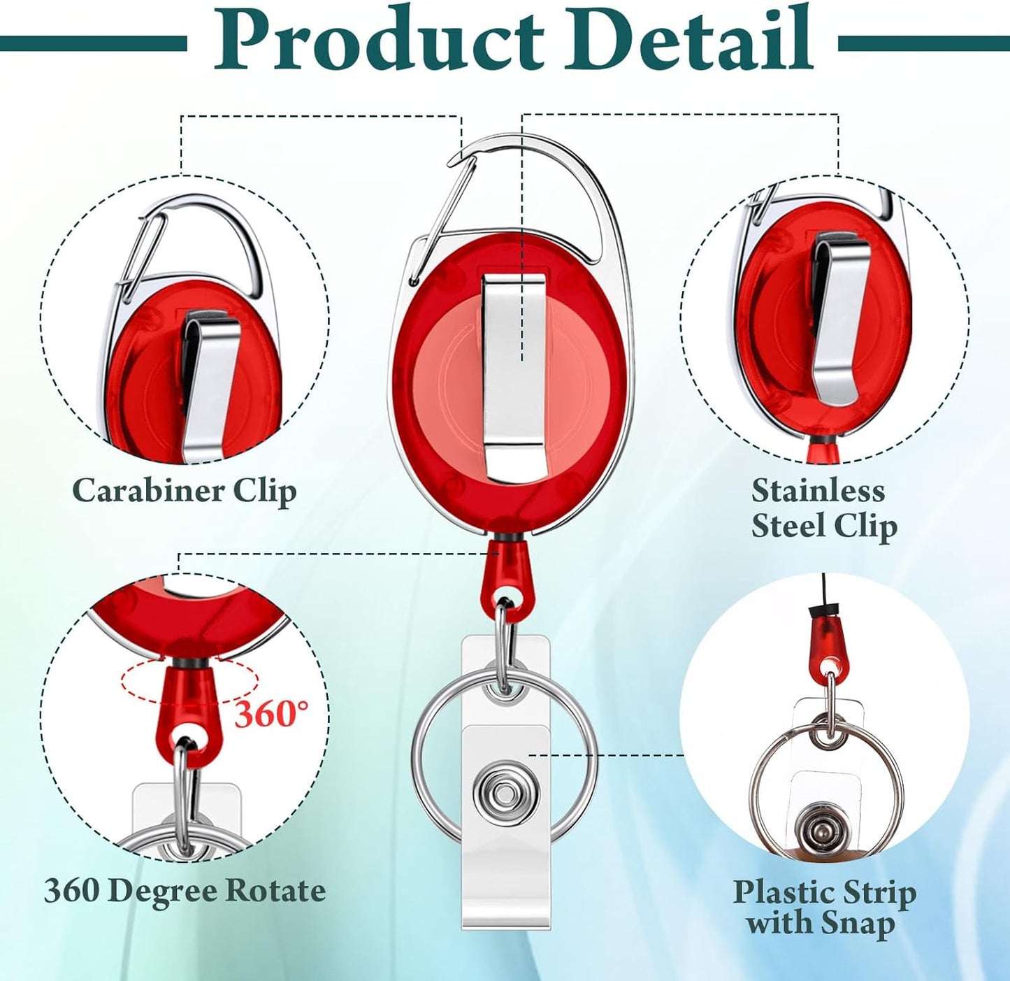 Laumoi 80 Packs Retractable ID Badge Holder Name ID Badge Reel Clips Keychain with Belt Clip and Key Ring for Office Worker Doctor Nurse Employee (Transparent Multicolor)