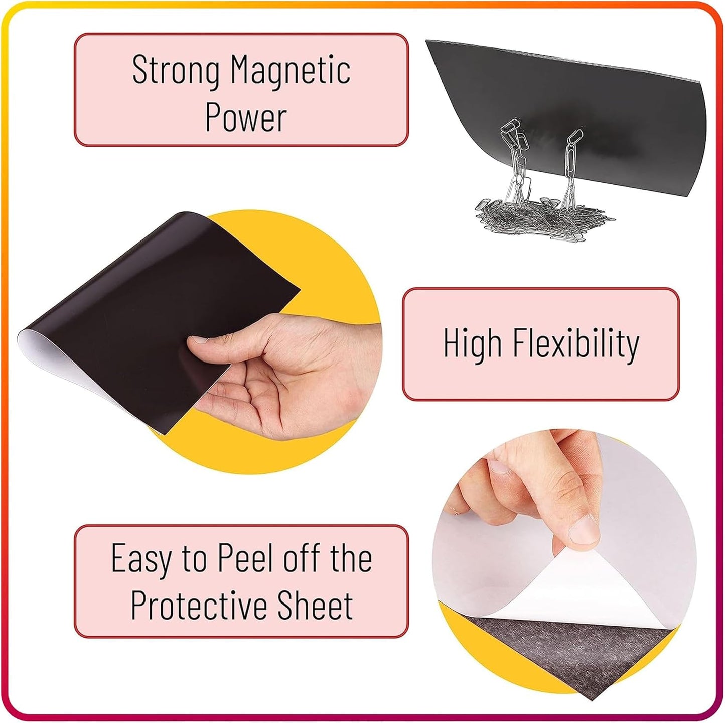 Magnetic Sheets with Adhesive Backing for Crafts, DIY 36 Pack. Strong Craft Magnets 4" x 6" to Make Flexible Magnet Self Sticky Tapes, Strips, Squares, Sheet for School Classroom Board, Fridge, Photos