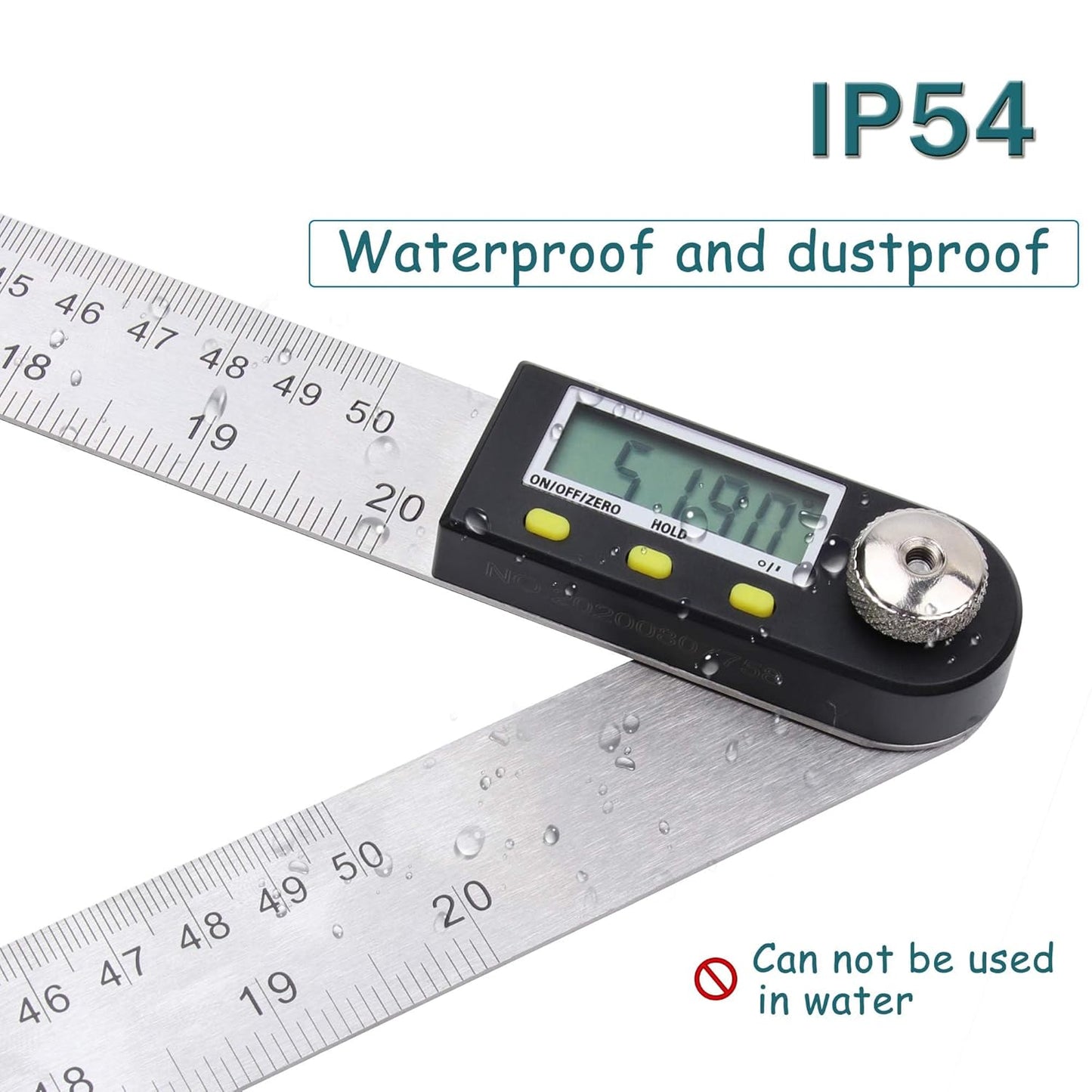 Delgada 20 inch/500mm Digital Protractor Stainless Steel Digital Display Angle Ruler Digital Angle Measuring Finder Tool for Woodworking