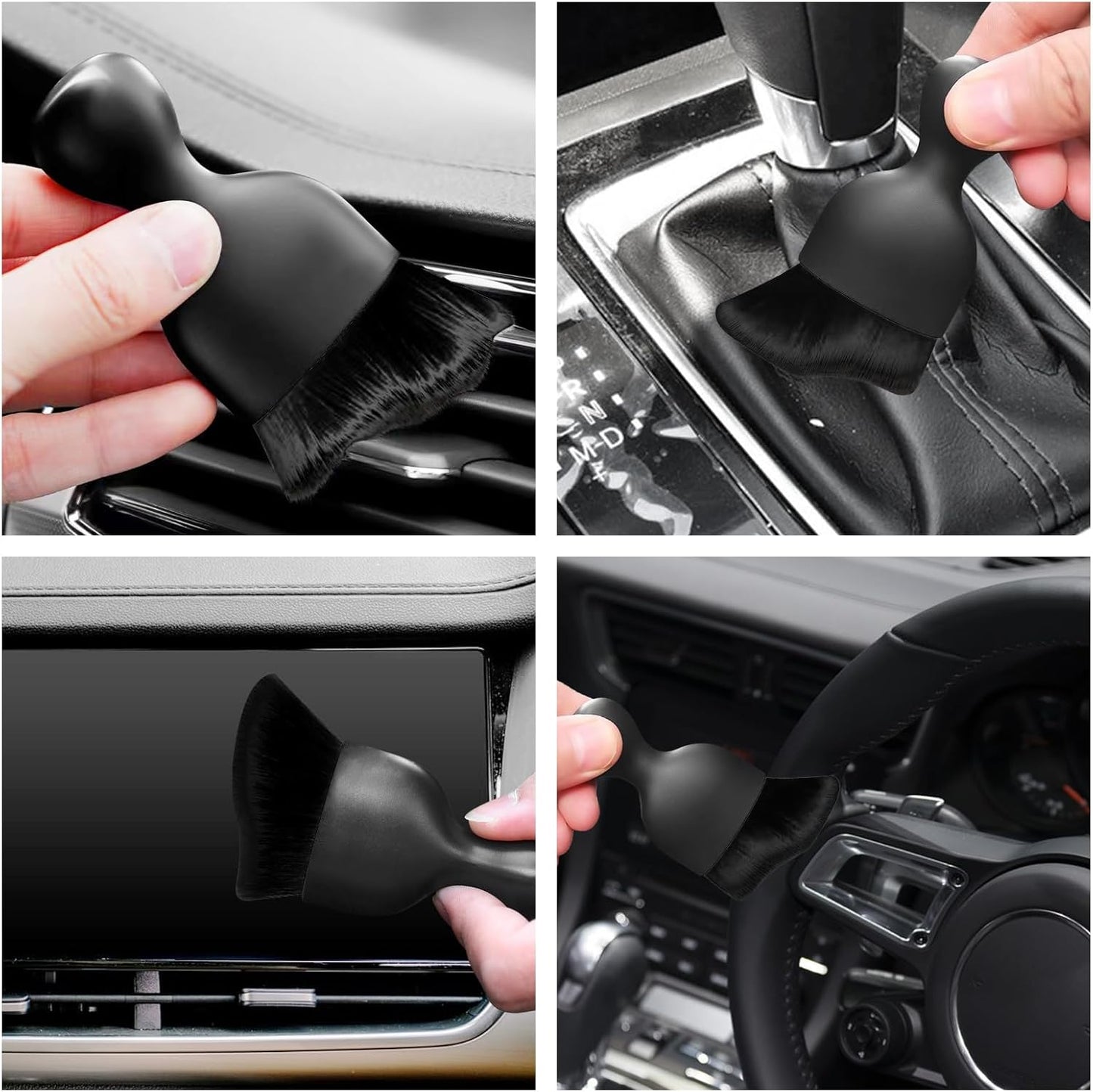 Car Interior Cleaning Brush Car Duster Interior with Ultra Soft Bristles Auto Detailing Brushes Dusting Car Accessories for Dashboard, AC Vents, Leather, Scratch-Free (1Pack_Black)