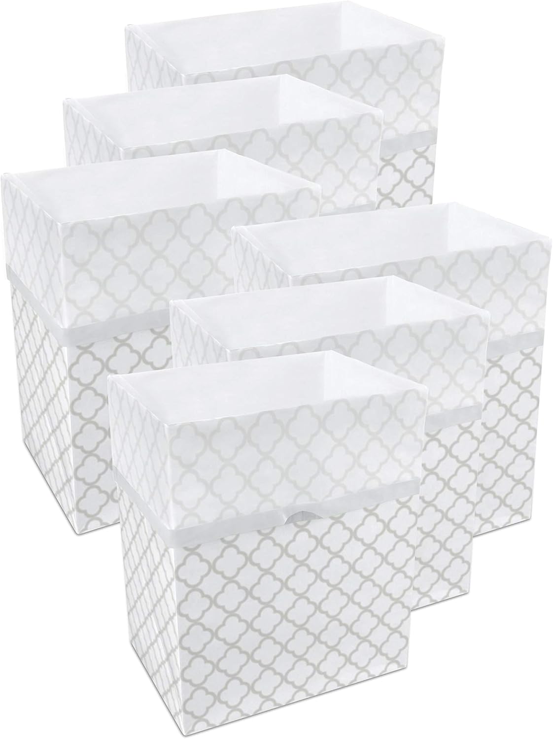 | 13 Gallon Disposable Trash Cans (6-Pack) with Fitted Trash Bags - Reusable Garbage and Recycling Bins for Parties, Events, and More (Trellis - 17" Height x 13.5" Width x 10" Depth)