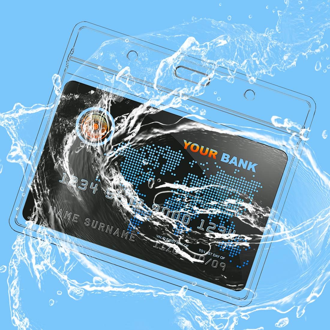 Bird Fiy Lanyards with id Holder Name Badges 50 Pcs Waterproof Type Clear Plastic Horizontal Name Tag Badge Id Card and 50 Pcs Lanyard (Red)