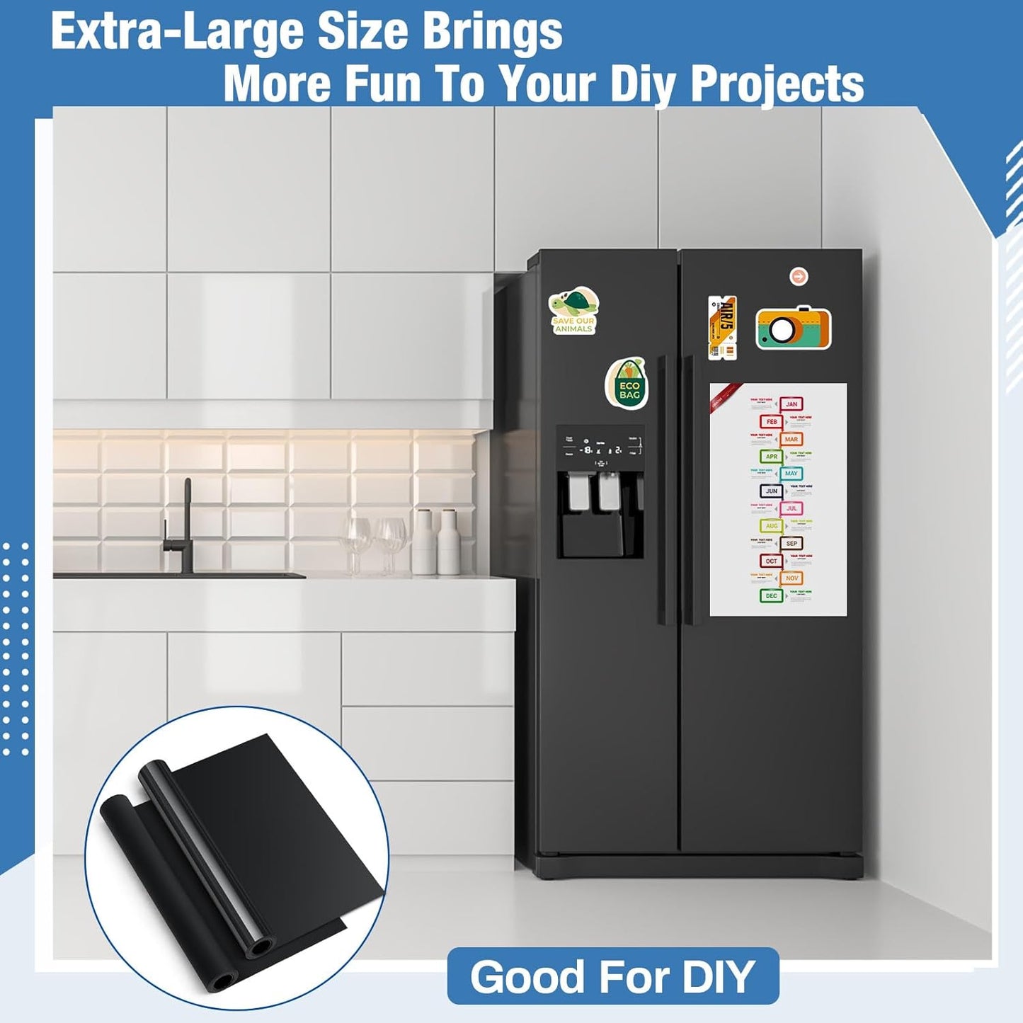 Amylove 8" x 10 ft Extra Large Magnetic Sheets for Crafts Non Adhesive 30 Mil Flexible Sheets for Die Cuts Arts Crafts Refrigerator and Metal Cutting Die Storage