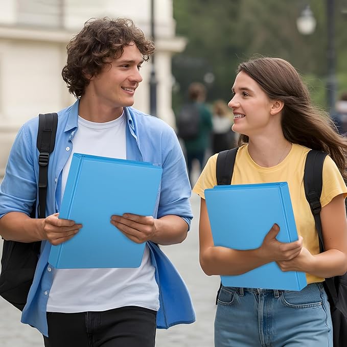 ViVin Sturdy 1.5 Inch 3 Ring Binder with Pockets, Slant-D Ring, PVC-Free, Customizable Clear View Binder,Holds 350 Sheets of 8.5" x 11" Paper, 6 Pack (Light Blue)