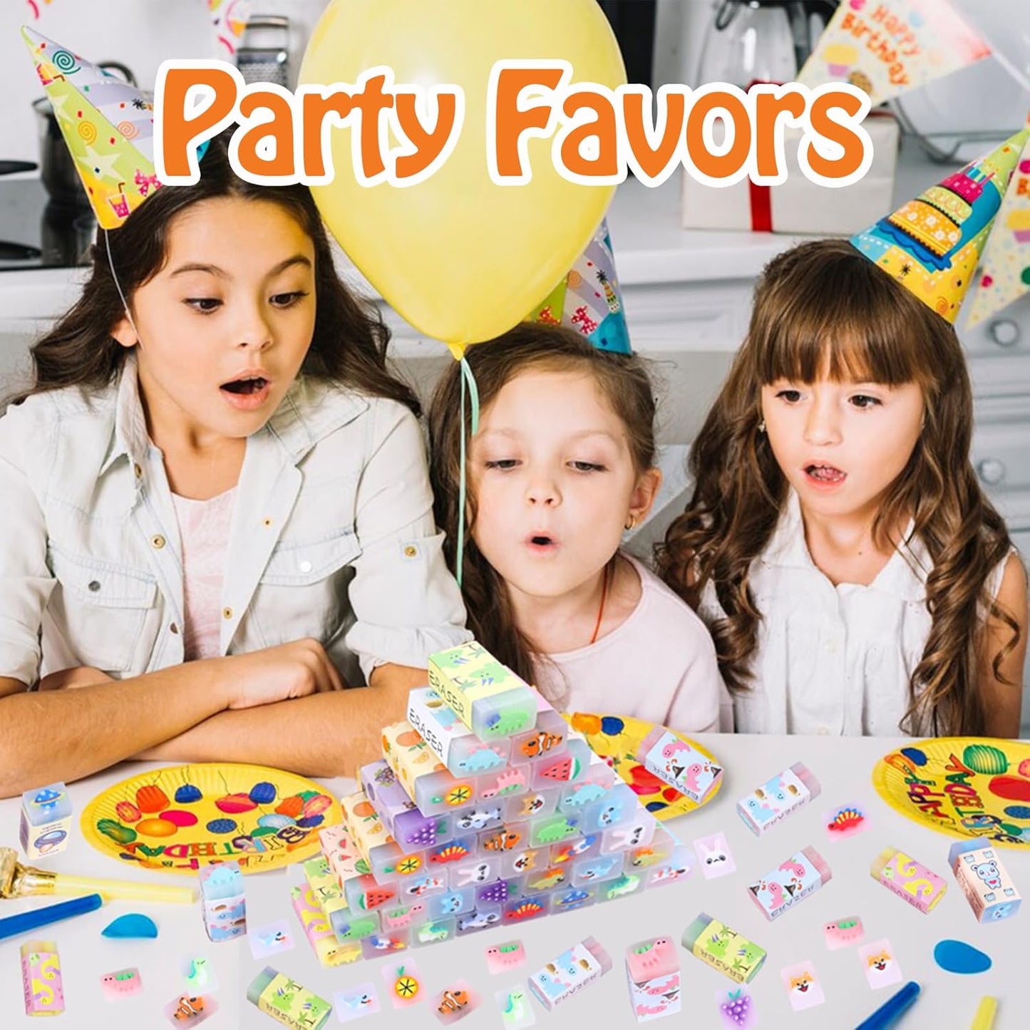 35PCS Cute Animal Erasers for Kids, Count Bulk Pack, Assorted Designs, Back to School Supplies