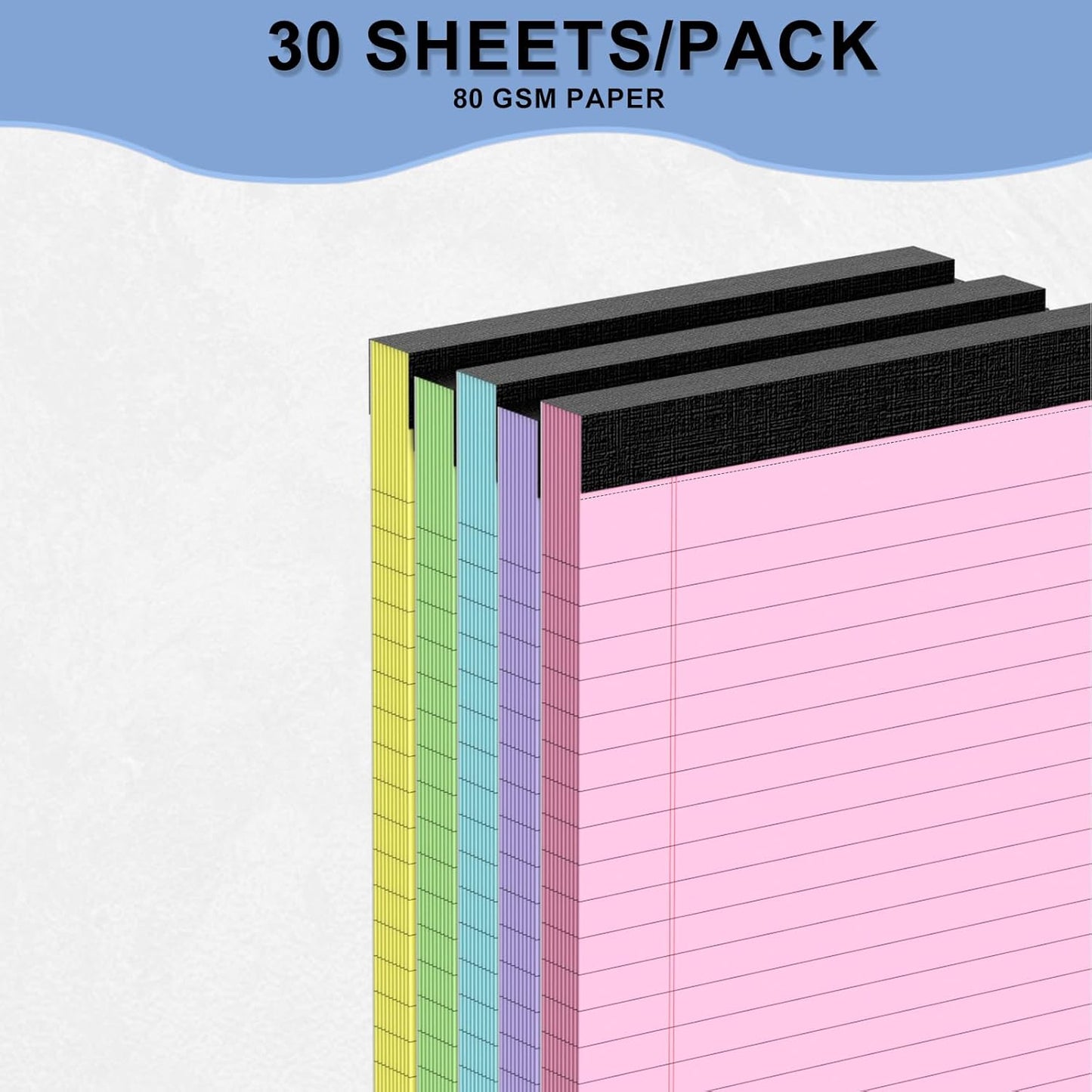 5pcs Small Note Pads, Color Notepads 5x8 College Ruled Notebook, Writing Pads 5 x 8, Legal Pads, Memo Pad Paper Perforate Narrow Ruled Notebooks for Work, School, Office Supplies,30 Sheets/Pack