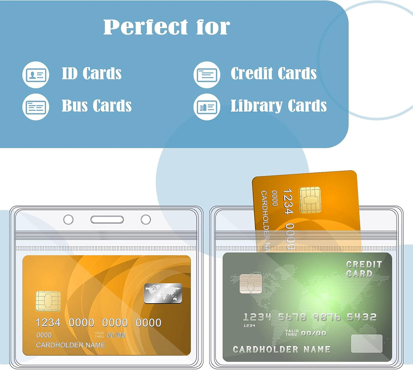 Zonon 150 Pcs Name Badge Holders Clear Plastic ID Card Name Tag Holders Badge Sleeves Horizontal Waterproof Transparent PVC Sleeve Cover Pouch for Office School Travel(3.35 x 3.94 Inch)