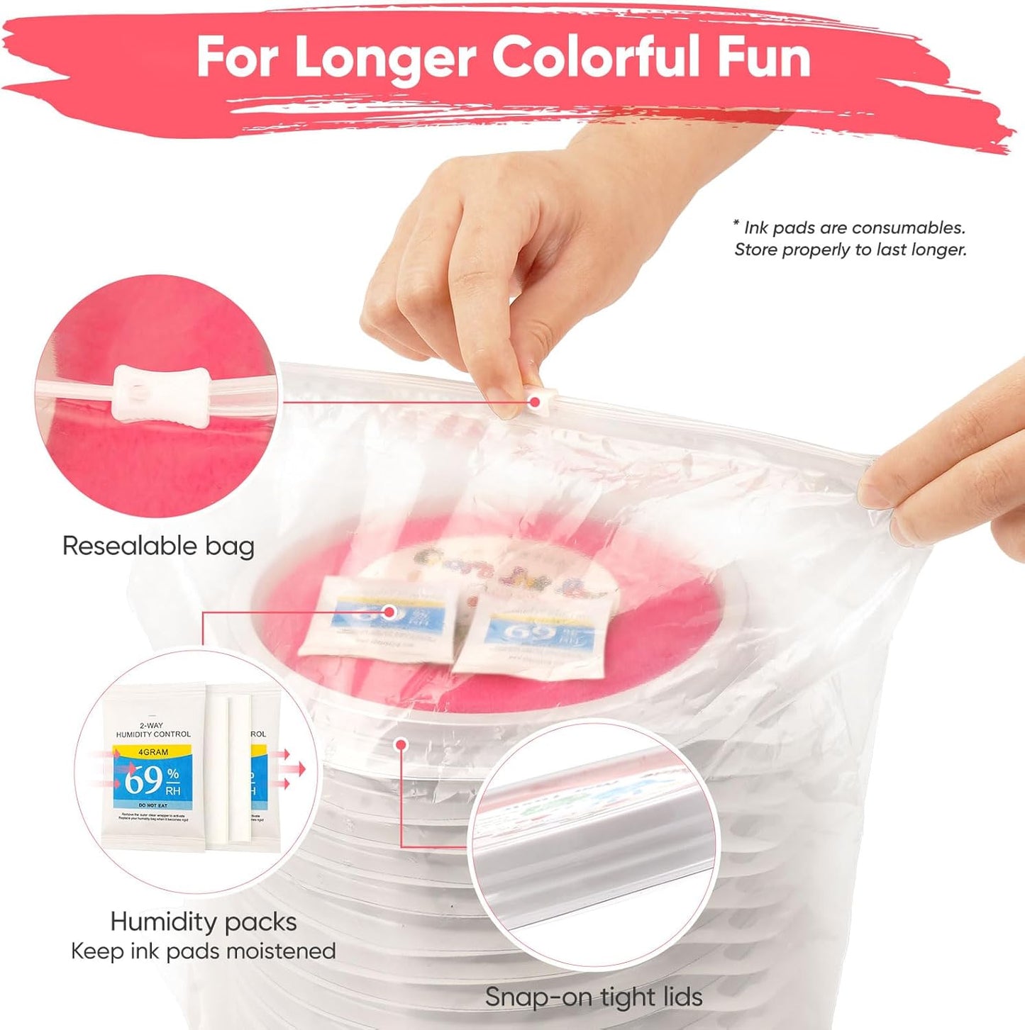 Lorzon 16 Pack Washable Ink Pads for Kids, 7" Large Round Stamp Pads for Finger Painting Rubber Stamps