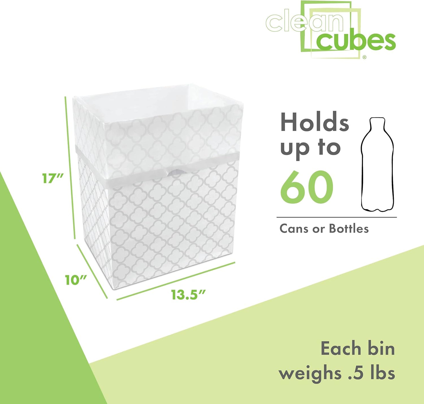 | 13 Gallon Disposable Trash Cans (6-Pack) with Fitted Trash Bags - Reusable Garbage and Recycling Bins for Parties, Events, and More (Trellis - 17" Height x 13.5" Width x 10" Depth)