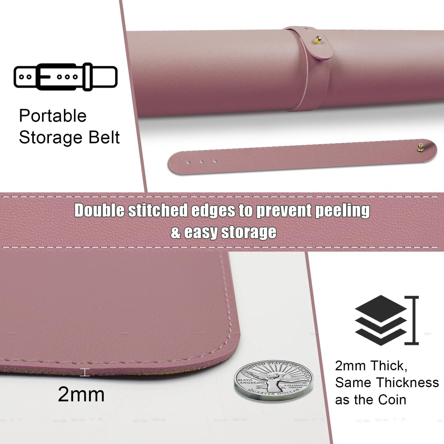 Large Desk Pad, 47.2'' x 23.6'', Office Desk Mat, Computer Mat for Desk, Leather Desk Pad Protector, Sewing Desk Blotter, Desktop Writing Pad for Office/Home/Decor Purple Pink