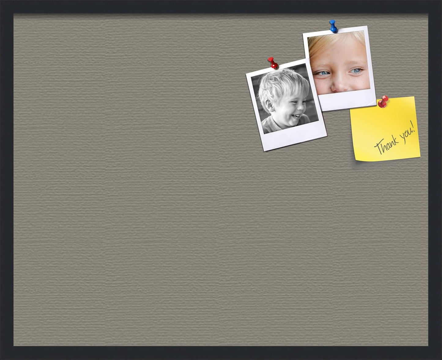 PinPix 30x24 Inch Cork Bulletin Board. This Decorative Framed Pin Board Comes with Pewter Design and a Satin Black Frame. Ideal for Home Office Decor or Message Board (PinPix-1812)