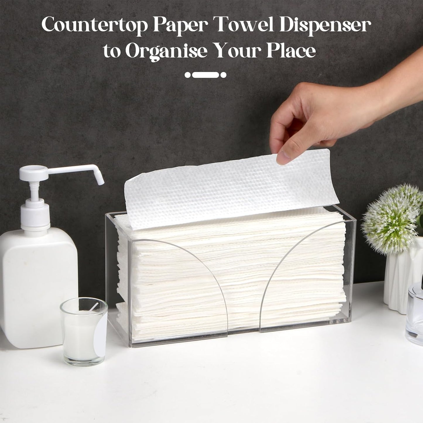 4Pack Clear Paper Towel Dispenser Countertop Acrylic Paper Towel Holder for Bathroom Folded Paper Towel Dispenser Clear Trifold Napkin Holder for Z-fold, C-fold, MultiFold Trifold