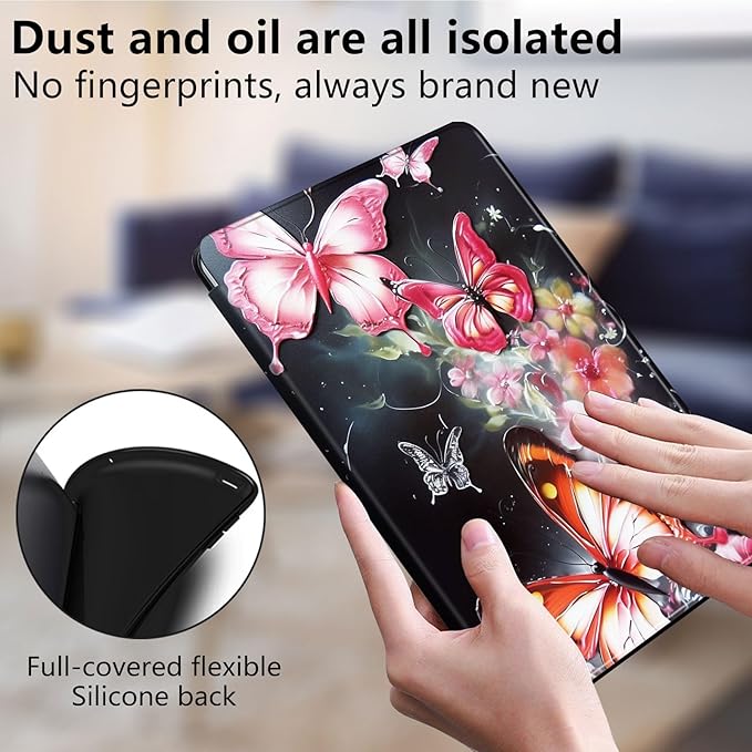 for Kindle Fire 7 case 2019 2017 Release 9th 7th Generation,360 Degree Rotating Stand Smart Protective Cover Case for Amazon fire 7 Tablet 9th/7th Generation,Butterfly Flower