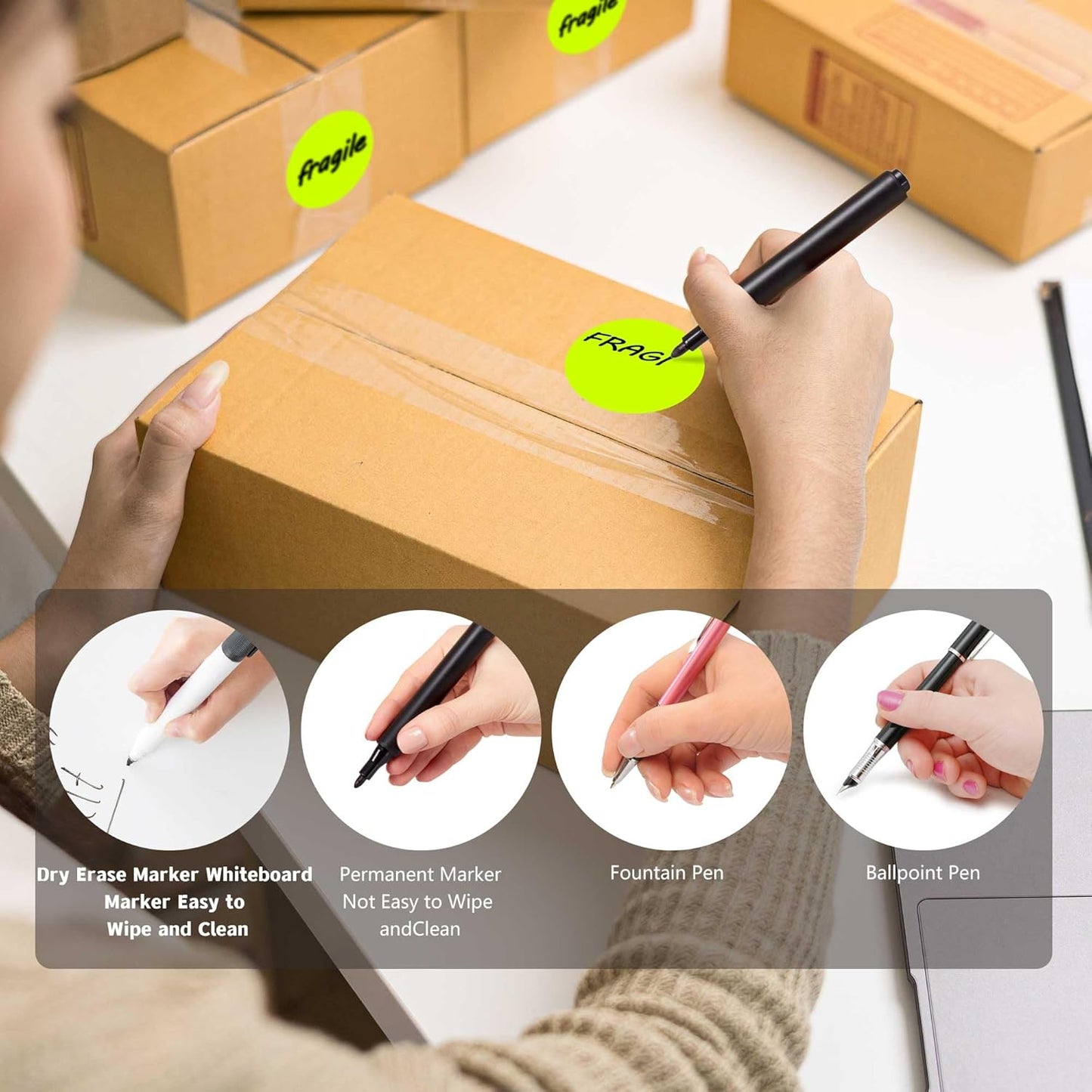 PARLAIM 2 inch Round Color-Code Dot Sticker Labels, 4 Rolls 2000 Adhesive Label Pack in Dispenser Box, Fluorescent Yellow