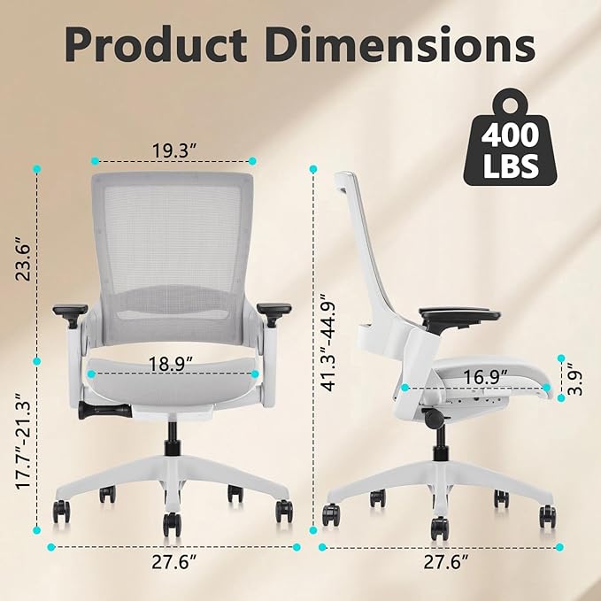 CLATINA Office Chair Swivel Executive Chair, Adjustable Ergonomic Computer Chair with 3D Armrest and Lumbar Support, Mesh Backrest Task Chair for Home Office Conference Room Studio, 2 Pack