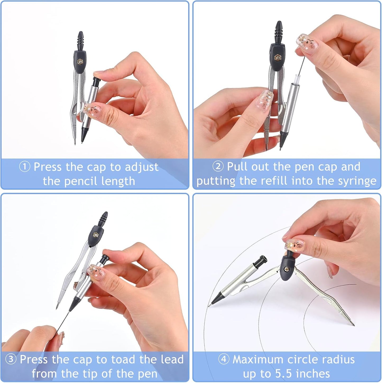 6 Pcs Metal Geometry Set, Math Geometry Kit, Metal Ruler Set and Compass Geometry Tool, Rulers Protractor and Compass Set for Student School and Drawings Supplies (Green)