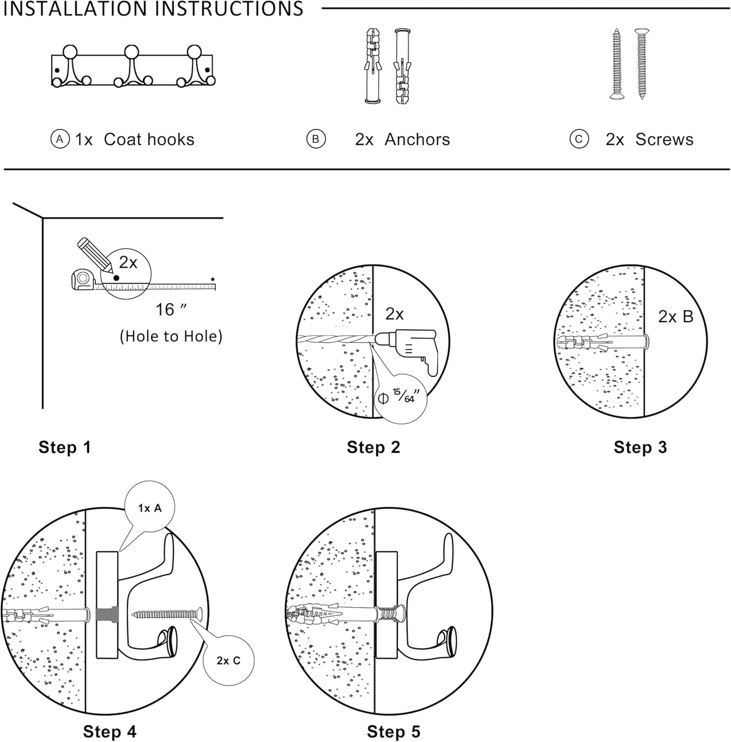 SKOLOO 17-Inch Cherry Wood Coat Rack Wall Mount with 3 Triple Hooks - Ideal for Family Entrances, Classrooms, and Pet Supplies Storage - Perfect Coat Hooks for Wall