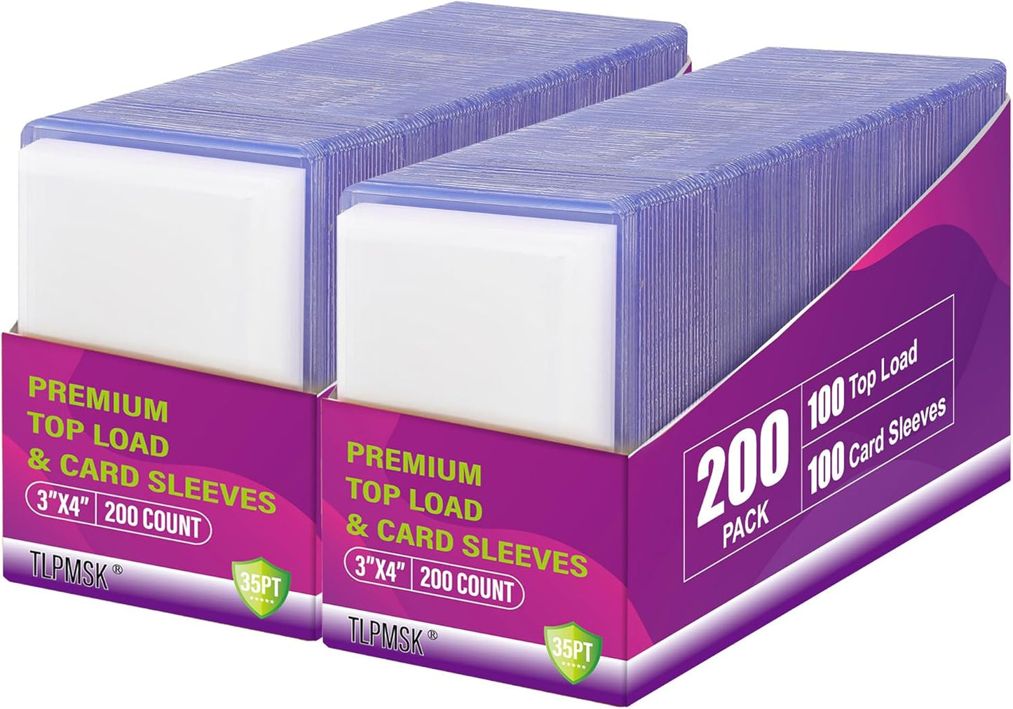 400 Packs Card Sleeves Top Loaders for Cards,3"X4" Baseball Card Protectors Toploaders,Hard Plastic Card Holder for Trading Sports Football Game Cards (200 Hard Sleeves+200 Penny Sleeves)