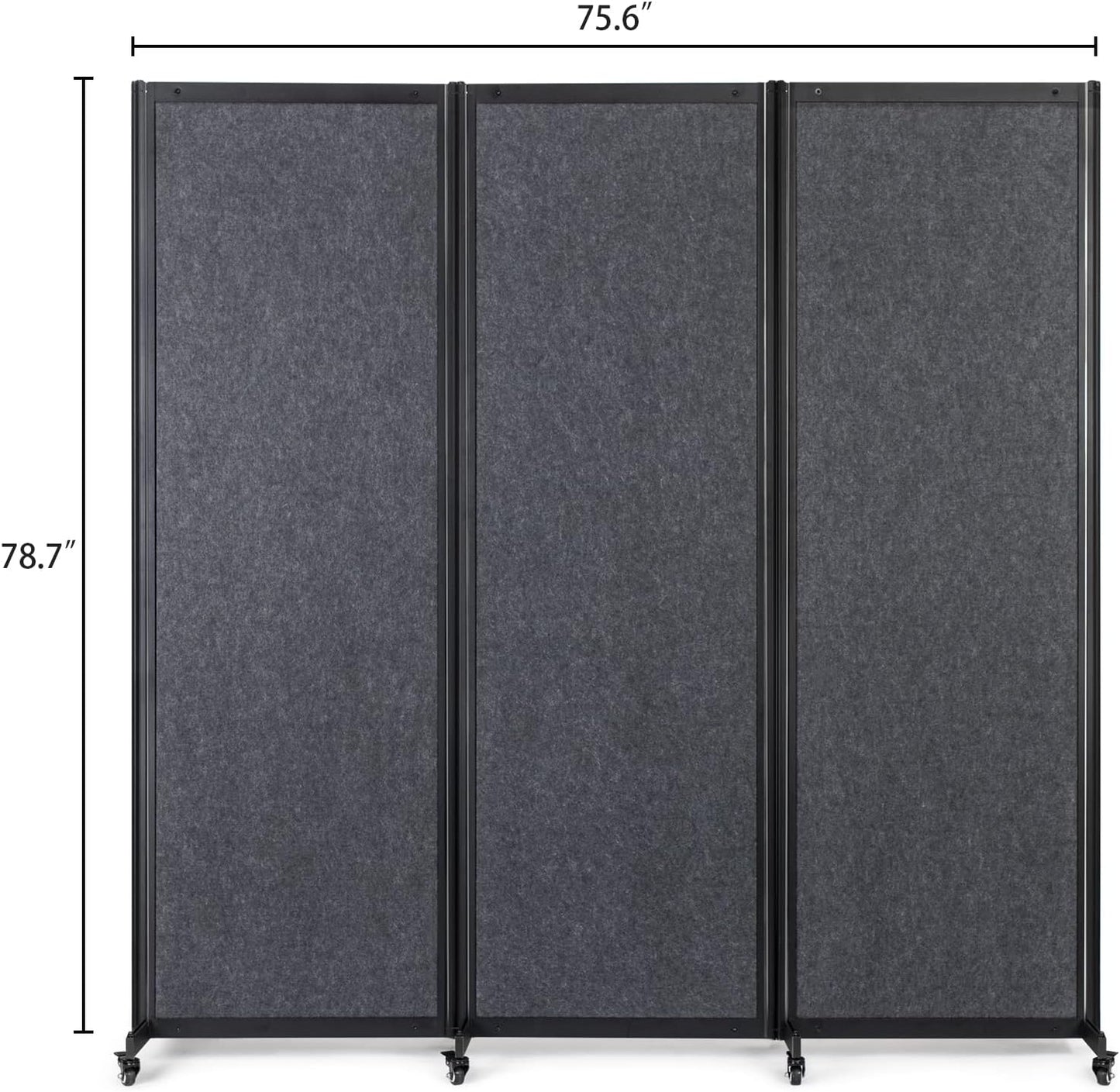 Room Partition,Office Divider,Portable Commercial Screen Dividers,Privacy Partition Separator,Classroom School Dividers,6'4"W x 6'7"H,3 Panel,Grey