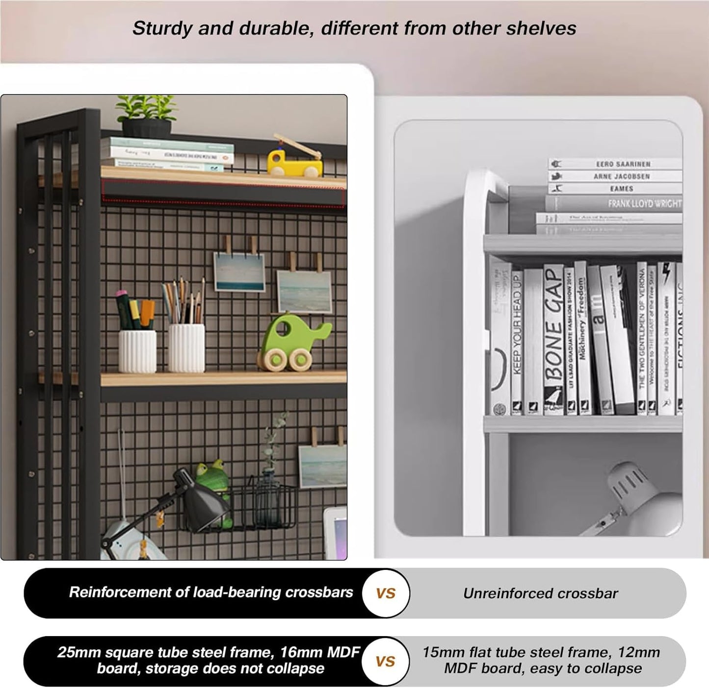 FPIGSHS Adjustable Desk Bookshelf Organizer Rack, Desktop Bookcase for Computer Desk，Office Supplies Organizers and Accessories Storage Display Shelf (E, 115cm)