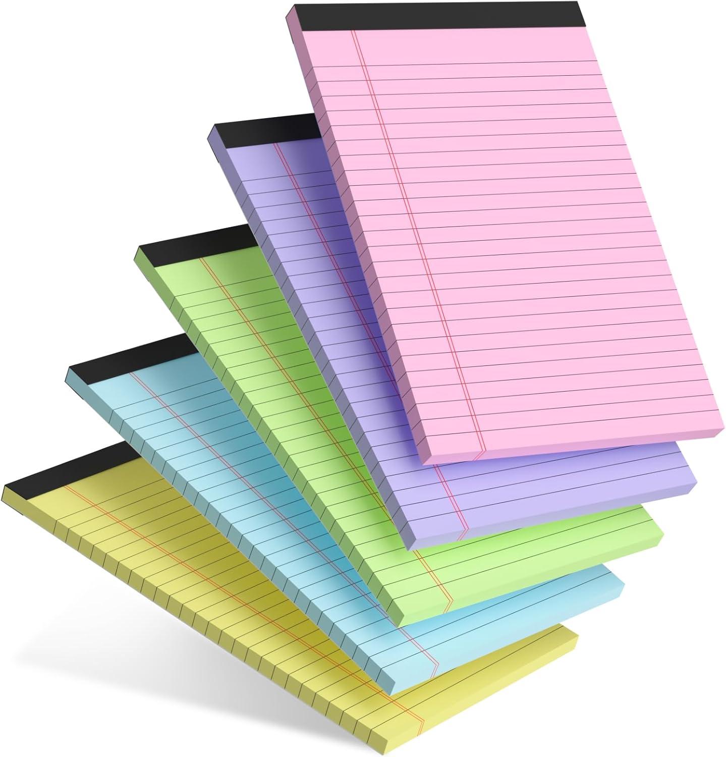 5pcs Colored Note Pads 5x8 College Ruled Small Legal Pads Paper Notepads 5 Pack Study Back Writing Pads 5 x 8 Paper Pads Perforated Narrow Ruled Pads of Paper 30 Sheets/Pack