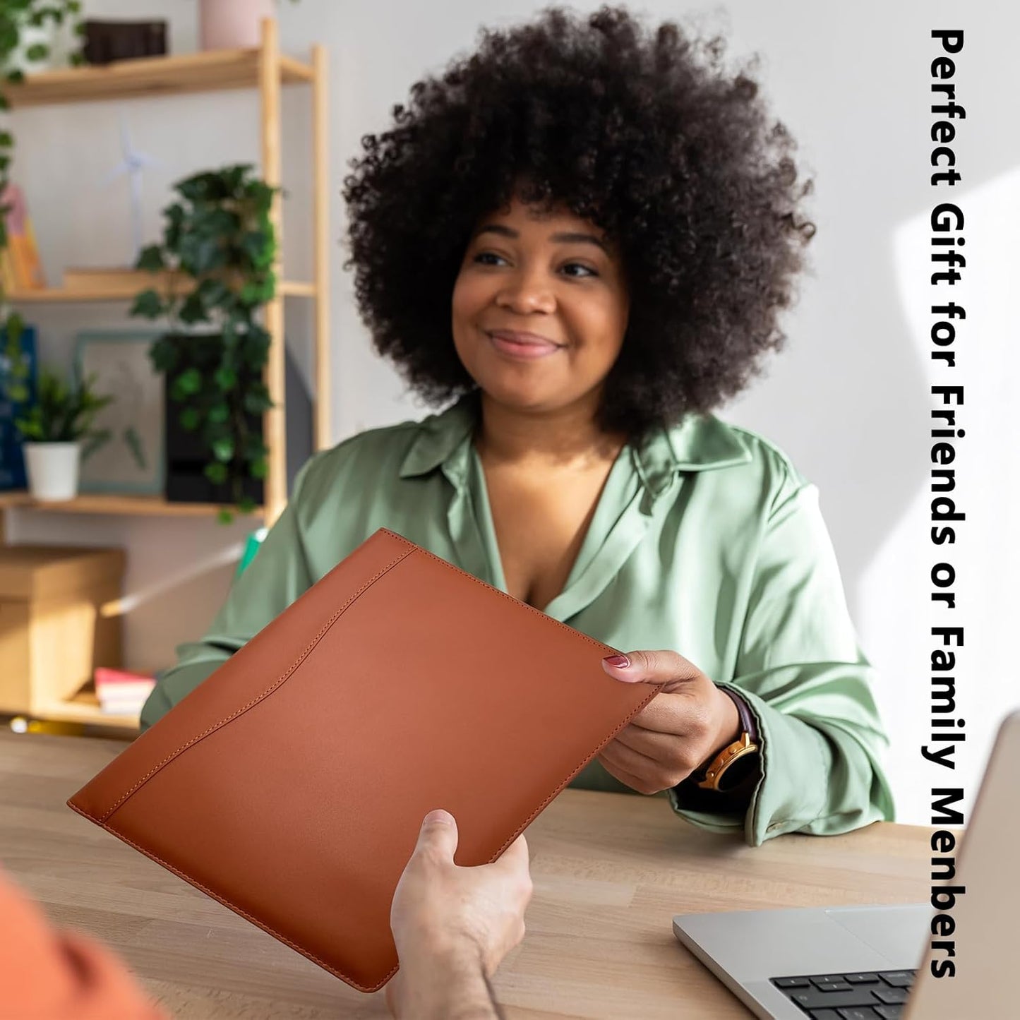 Portfolio Folder Padfolio with A4 Clipboard, PU Leather Portfolio Clipboard Business Binder Writing Clip Board Organizer for Legal Documents Business Card Men Women Brwon