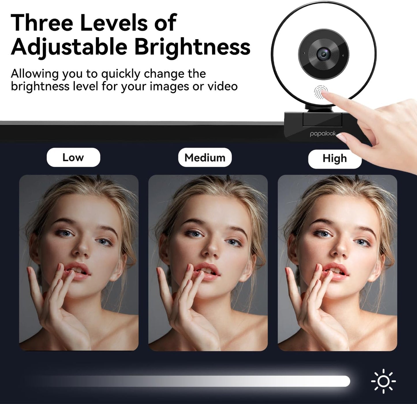 papalook 2K/1080P Webcam with Light and Privacy Cover, PA552 Full HD Streaming Web Camera with Dual Microphones, Plug and Play USB Computer Webcam for PC Laptop Desktop, Mac Zoom Skype Teams