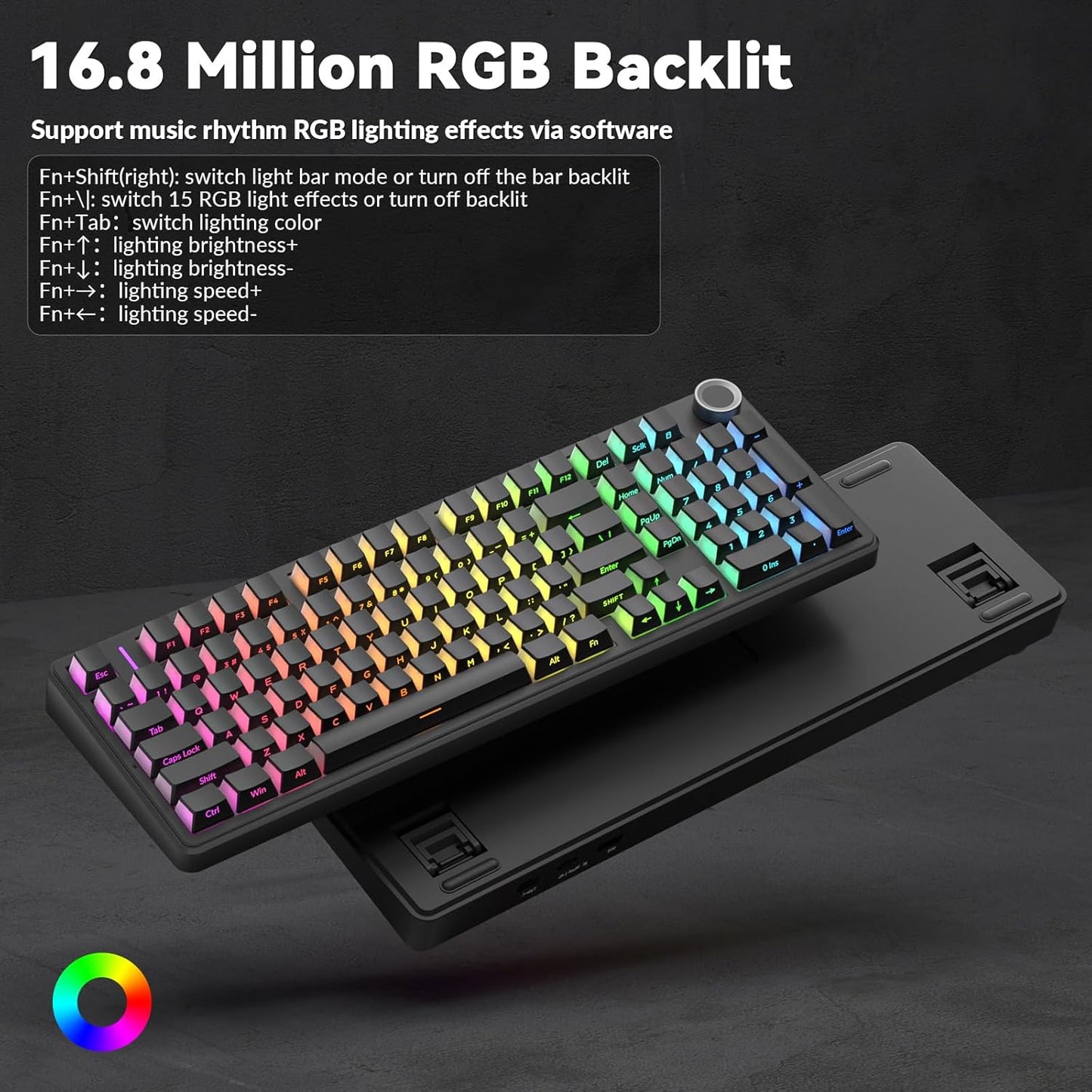 AULA F99 Pro Wireless Mechanical Keyboard-Silent Version,BT5.0/2.4GHz/USB-C Hot Swappable Custom Keyboard,Gasket Structure,Pre-lubed Linear Switches RGB Backlit Computer Gaming Keyboards,Black