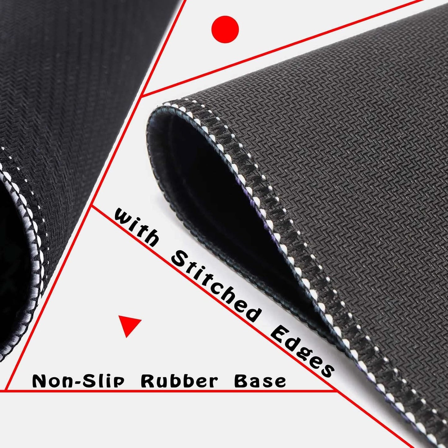 Mouse Pad with Non-Slip Rubber Base, Waterproof Computer Mousepad with Stitched Edges, Mouse Pads for Computers, Laptop, Gaming, Office & Home, 9.5 x 7.8 in (2025 Calendar Jet Black)