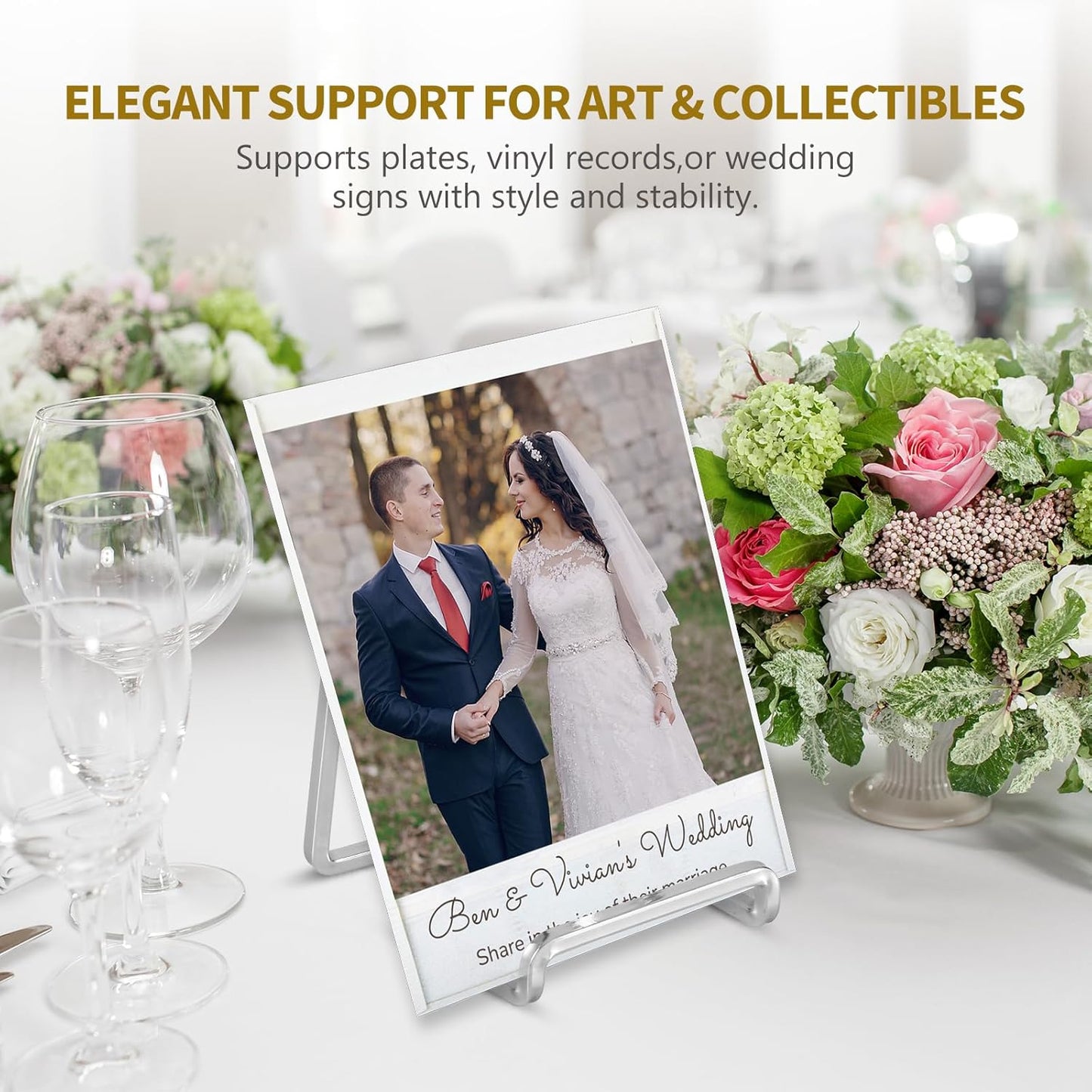 DIDUDIDU Plate Stands for Display - 4.5 Inch Small Iron Easel Holders for Decorative Plates, Picture Frames, Photos, Plaques (Silver, 3 Pack)