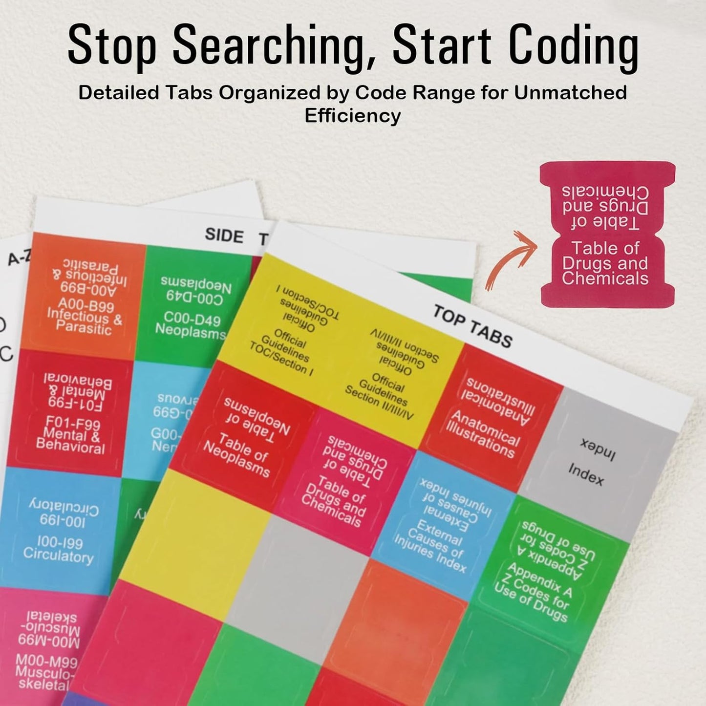 Index Tabs for ICD-10-CM Code Book 2025 AAPC Version, Upgraded Book Tabs, Color-Coded Medical Coding 2025, Laminated & Repositionable Tabs with Alignment Guide & Blank Tabs (Codebook Not Included)