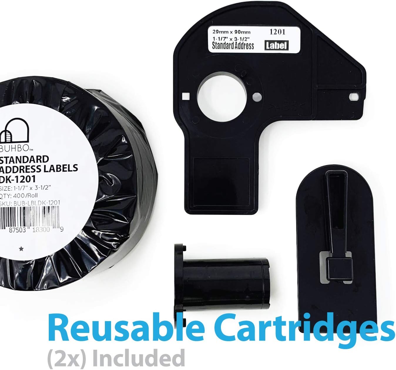 Buhbo Compatible Refill Replacement Label for Brother DK-1201 1-1/7" x 3-1/2" for Address and Barcodes (20 Pack / 400 Labels Per Roll)
