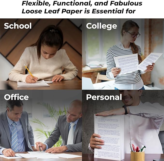 1152 Pack (Pallet) Loose Leaf Paper Bulk, 172800 Sheets, Wide Ruled, Pallet of Filler Paper, 150 Sheets/Pack, 8 x 10.5", 3 Hole Punched, 56 Gsm Thick Sheets, School & Office, 4-7 Days Transit