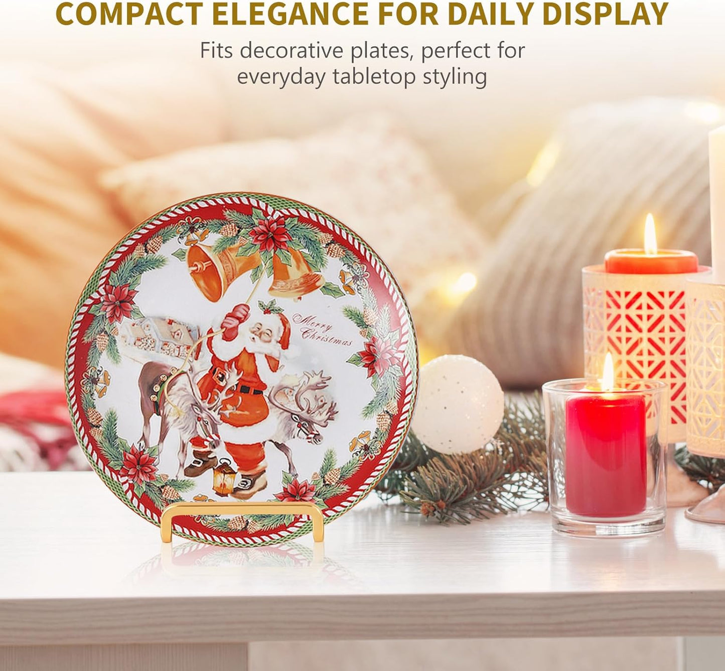 Plate Holder Easel Display Stand - 4.5 inch Metal Plate Stands for Display - Tabletop Picture Stand - Gold Iron Easels for Display Pictures | Photo Frames | Book | Decorative Plates | Plaque - 1 Pack