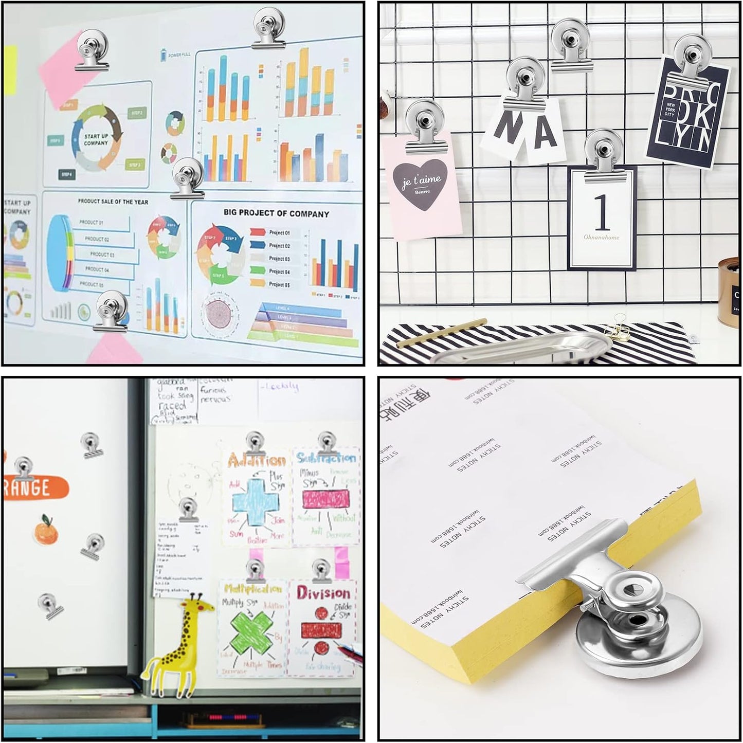 FINDMAG 12 Pack Magnetic Clips for Picture Hanging and Photo Display, Ideal for Fridge, Graduation Picture Display and Picture Holders, Strong Scratch-Free Magnet Clips for Kitchen, Office, Home