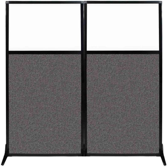 Versare Workstation Partition | Portable Wall Divider | Modern Office Cubicle | Free Standing Privacy Screen | Flexible Work Space | 66" x 70" W/Window, Charcoal Gray Fabric Panels