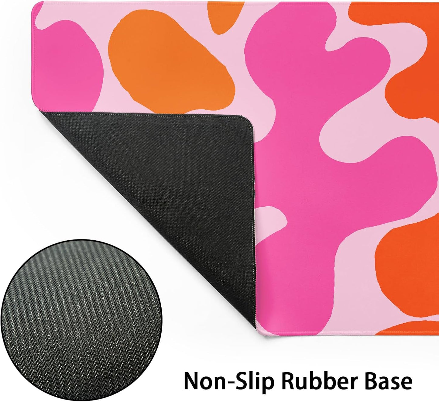 Pink Orange Cute Gaming Mouse Pad XL Kawani Preppy Abstract Modern Geographic Extended Large Desk Mat Mousepad Non-Slip Rubber Base Stitched Edge Long Desk Pad for Desktop Office PC,31.5×11.8 Inch