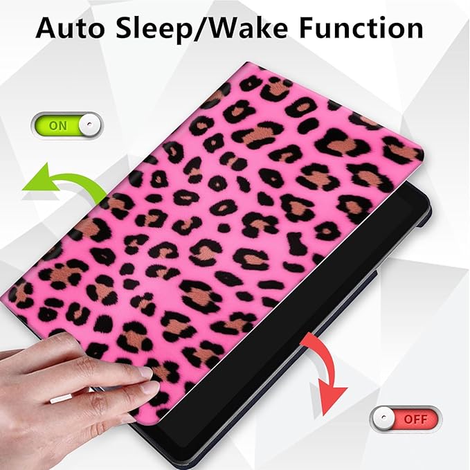 for Kindle Fire 7 case 2019 2017 Release 9th 7th Generation,360 Degree Rotating Stand Smart Protective Cover Case for Amazon fire 7 Tablet 9th/7th Generation,Pink Leopard